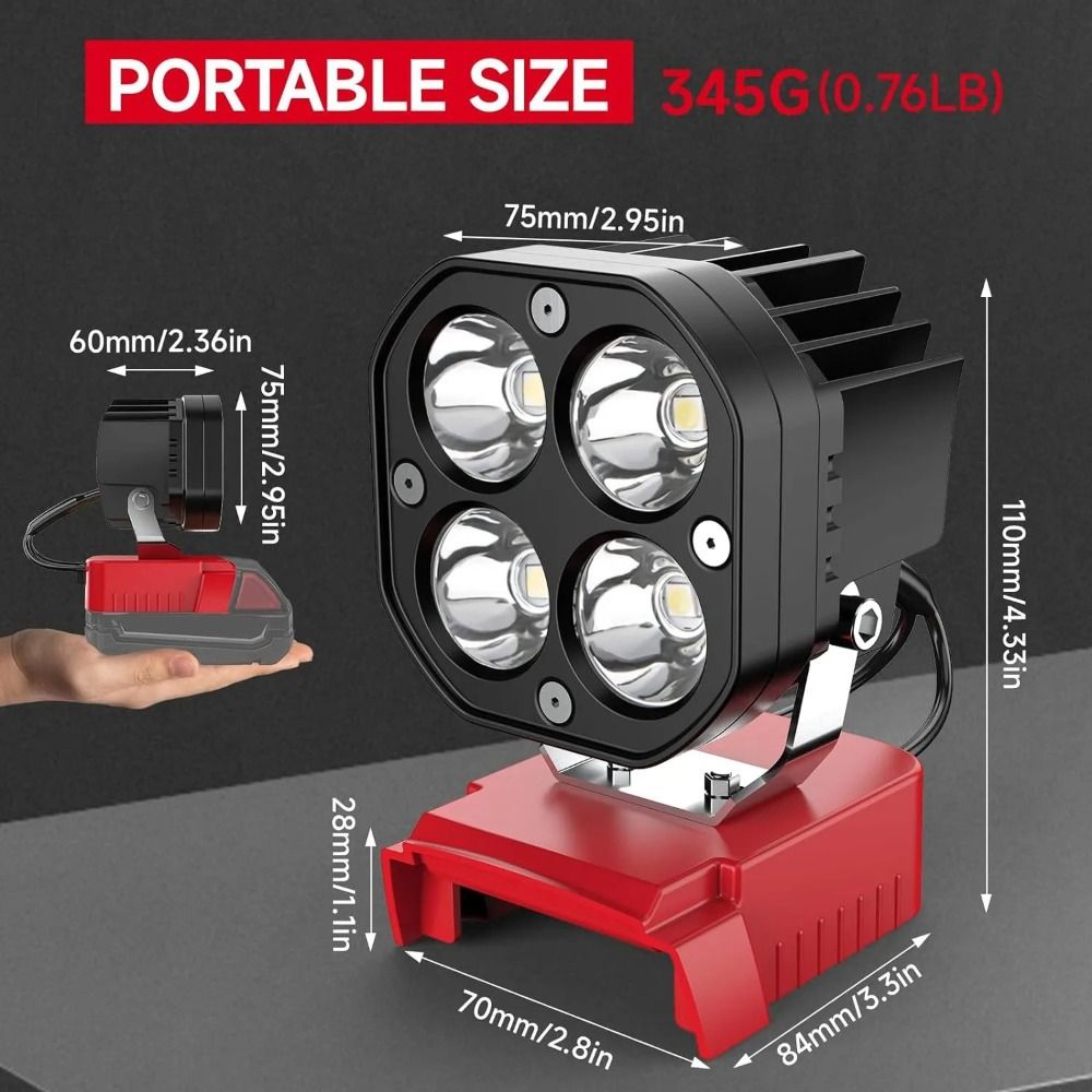 Power Tools For Construction - ไฟส่องสว่างสำหรับงานก่อสร้าง 6500K, 6000LM เหมาะสำหรับโรงรถ ใช้ได้กับเครื่องมือก่อสร้าง Milwaukee