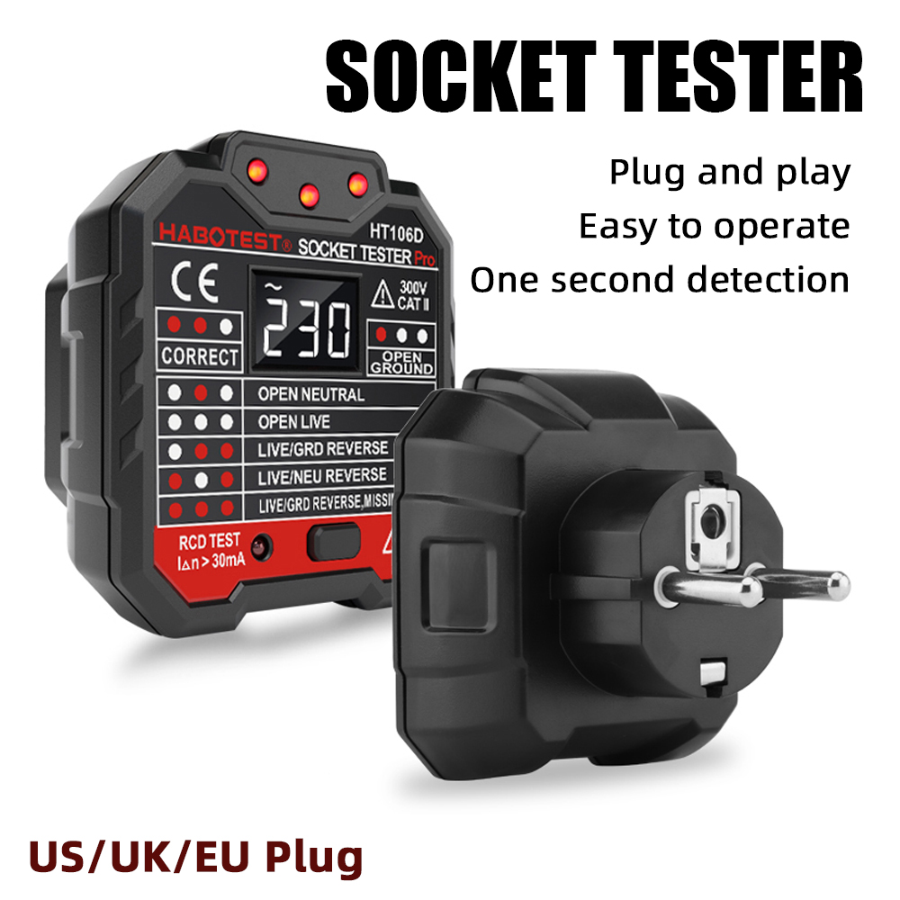 Power Tools Uk Review - เครื่องทดสอบเต้ารับไฟฟ้า เครื่องตรวจจับแรงดันไฟฟ้า ปลั๊ก US/UK/EU เครื่องทดสอบเต้ารับไฟฟ้า เครื่องค้นหาเบรกเกอร์ไฟฟ้า