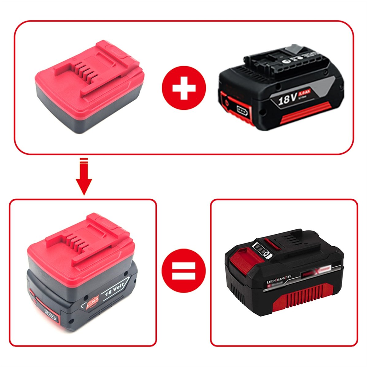 Power Tools Einhell - A58Z สำหรับบ๊อช BAT ซีรีส์ 18V แบตเตอรี่ลิเธียมอะแดปเตอร์แปลงแบตเตอรี่สำหรับไอน์เฮลล์