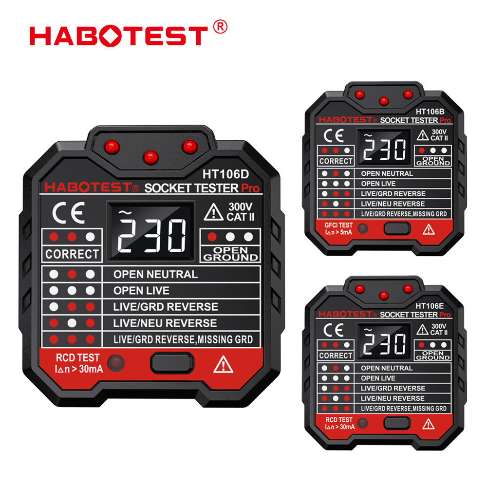 Power Tools Uk Review - เครื่องทดสอบเต้ารับดิจิตอล HABOTEST HT106 รุ่น Pro ตรวจวัดแรงดันไฟฟ้า