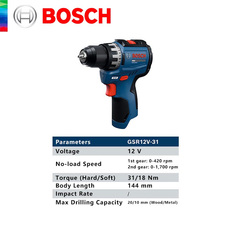 BOSCH GSR 12V-31 ไขควงไฟฟ้าไร้ - Power Tools Cordless บทวิจารณ์และราคา